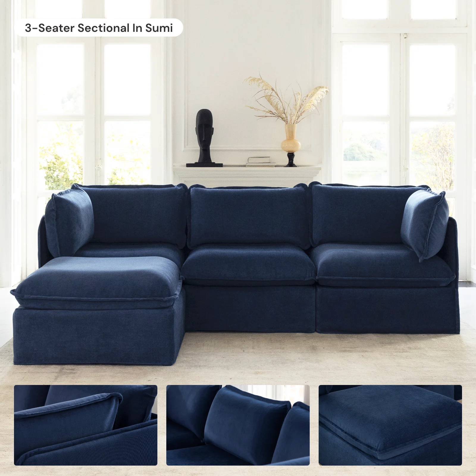 Slipcover Only - Modular Washable Ottoman in Sumi - Image 6