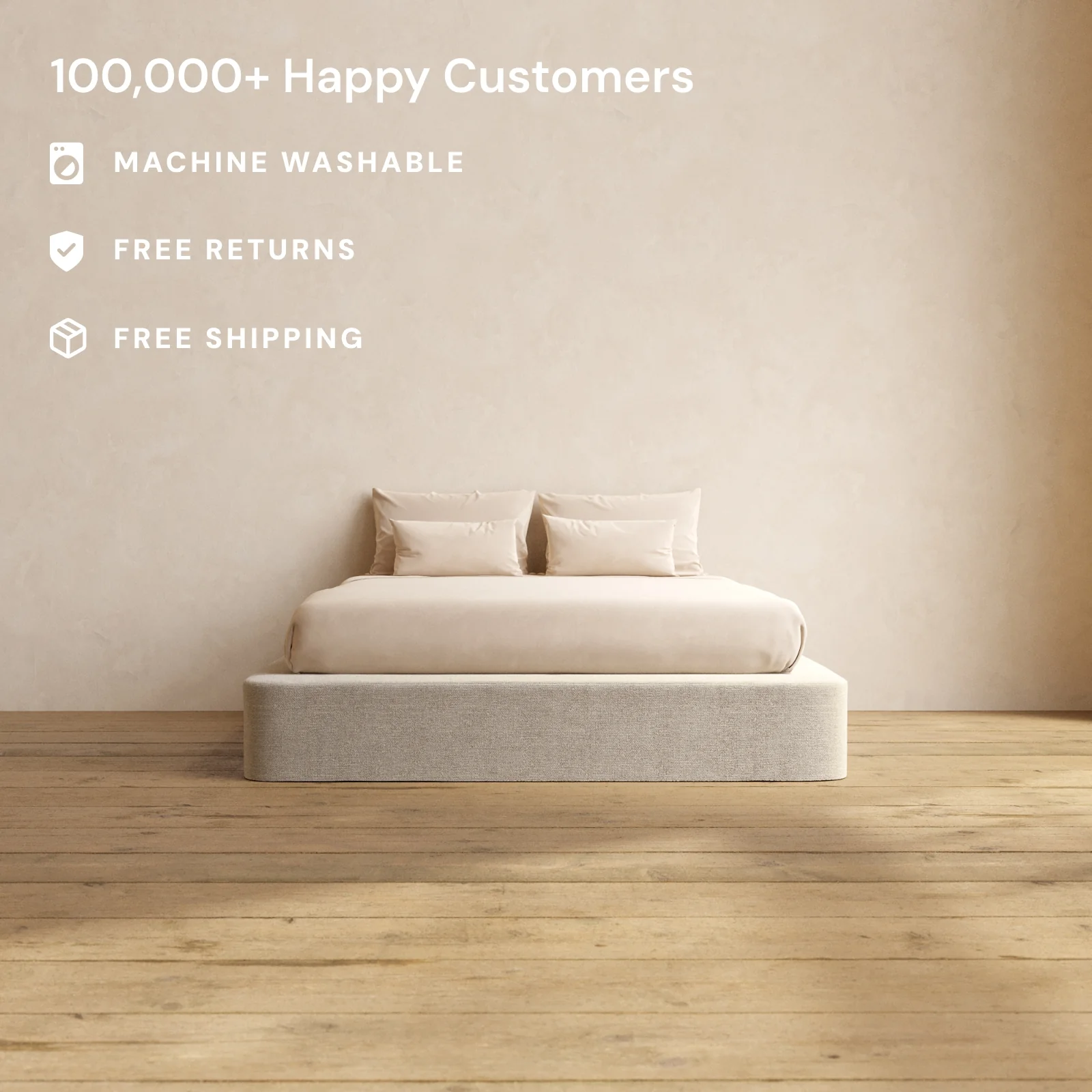 Slipcover Only - Queen Upholstered Platform Bed | Blended Weave in Oat - Image 2