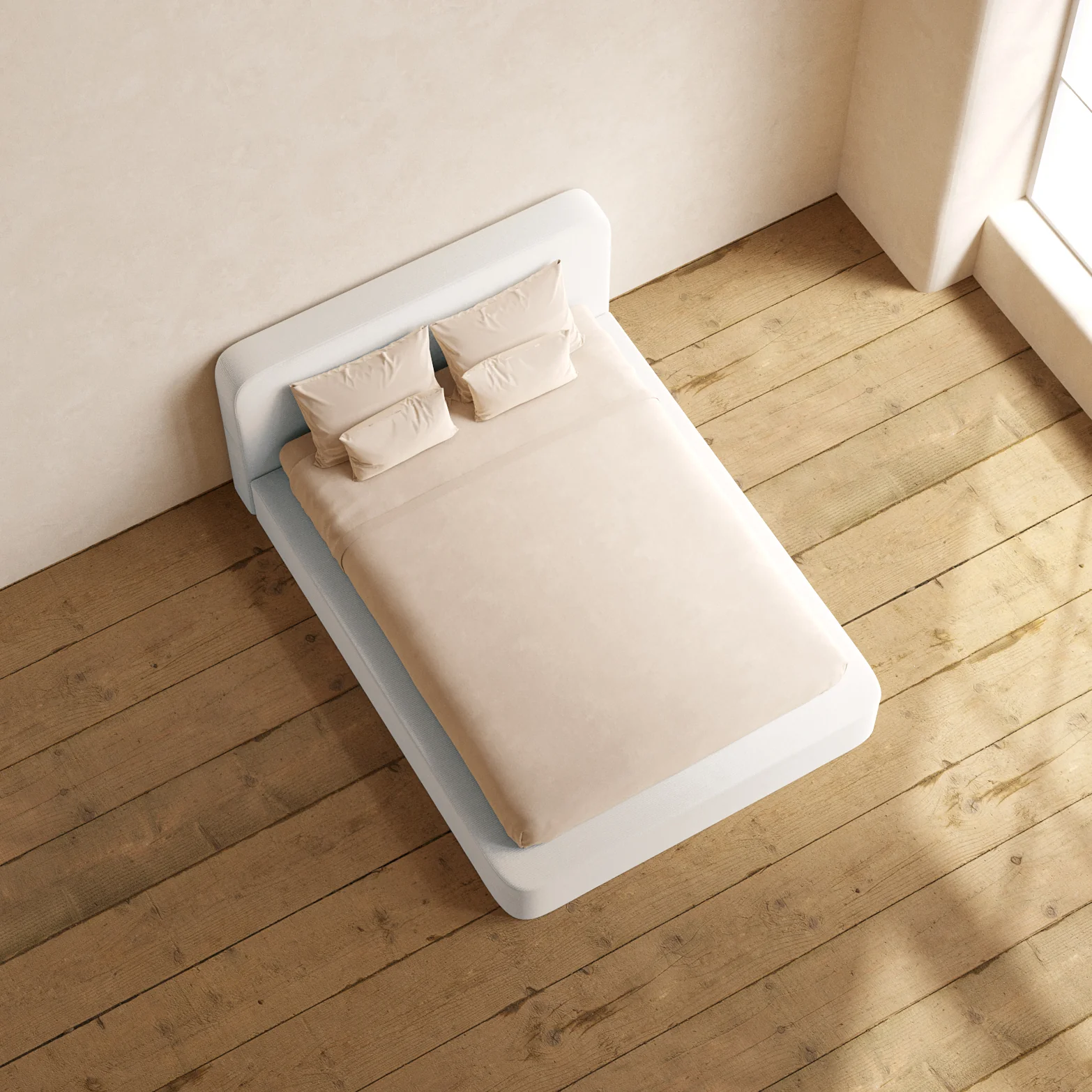 Slipcover Only - Queen Upholstered Platform Bed + Headboard | Luxe Corduroy in Milk - Image 6