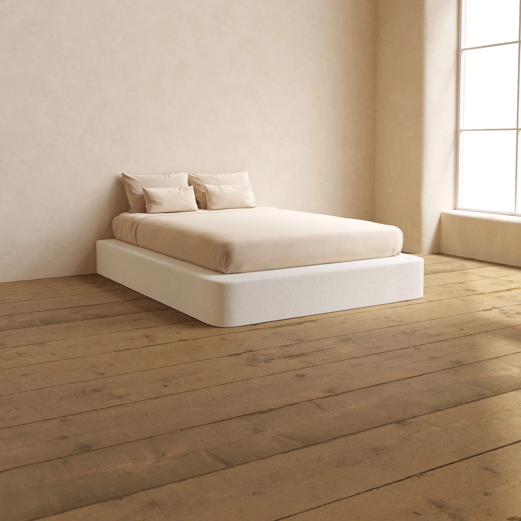 Slipcover Only - Queen Upholstered Platform Bed | Knit Velvet in Powder