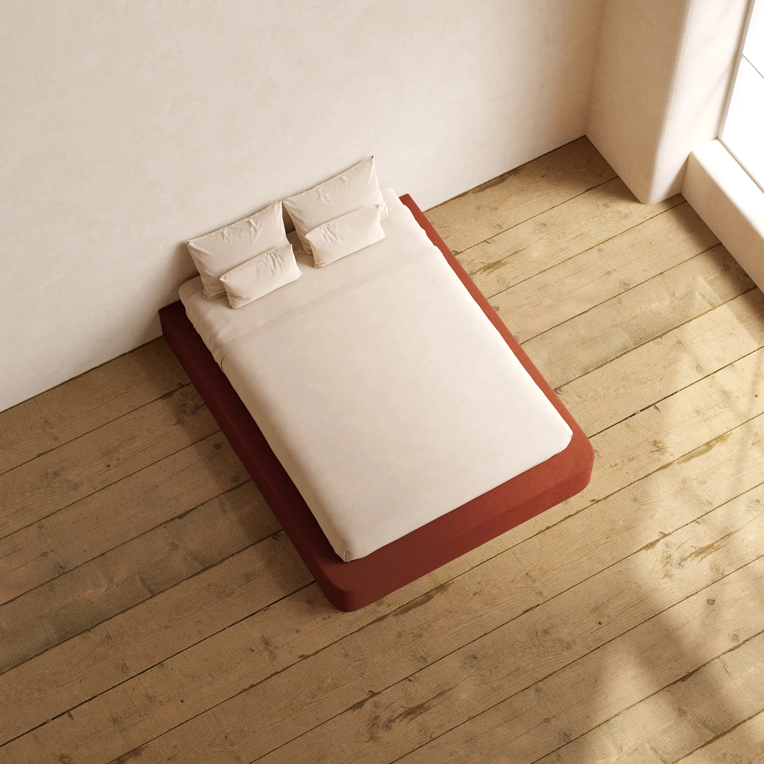 Slipcover Only - Queen Upholstered Platform Bed | Knit Velvet in Rust - Image 6