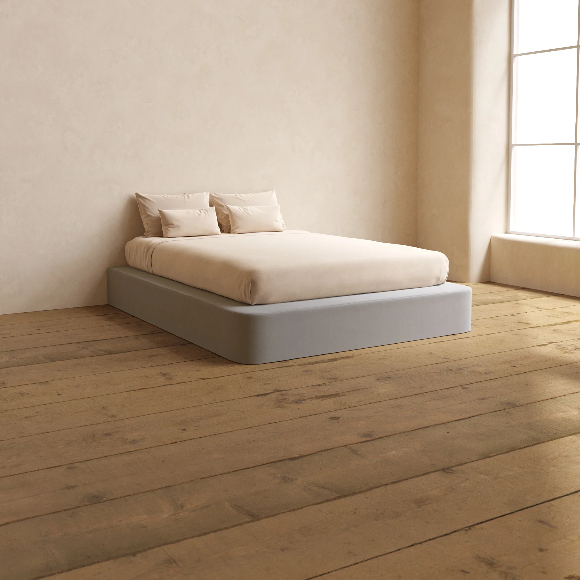 Slipcover Only - Queen Upholstered Platform Bed | Micro Chenille in Pumice
