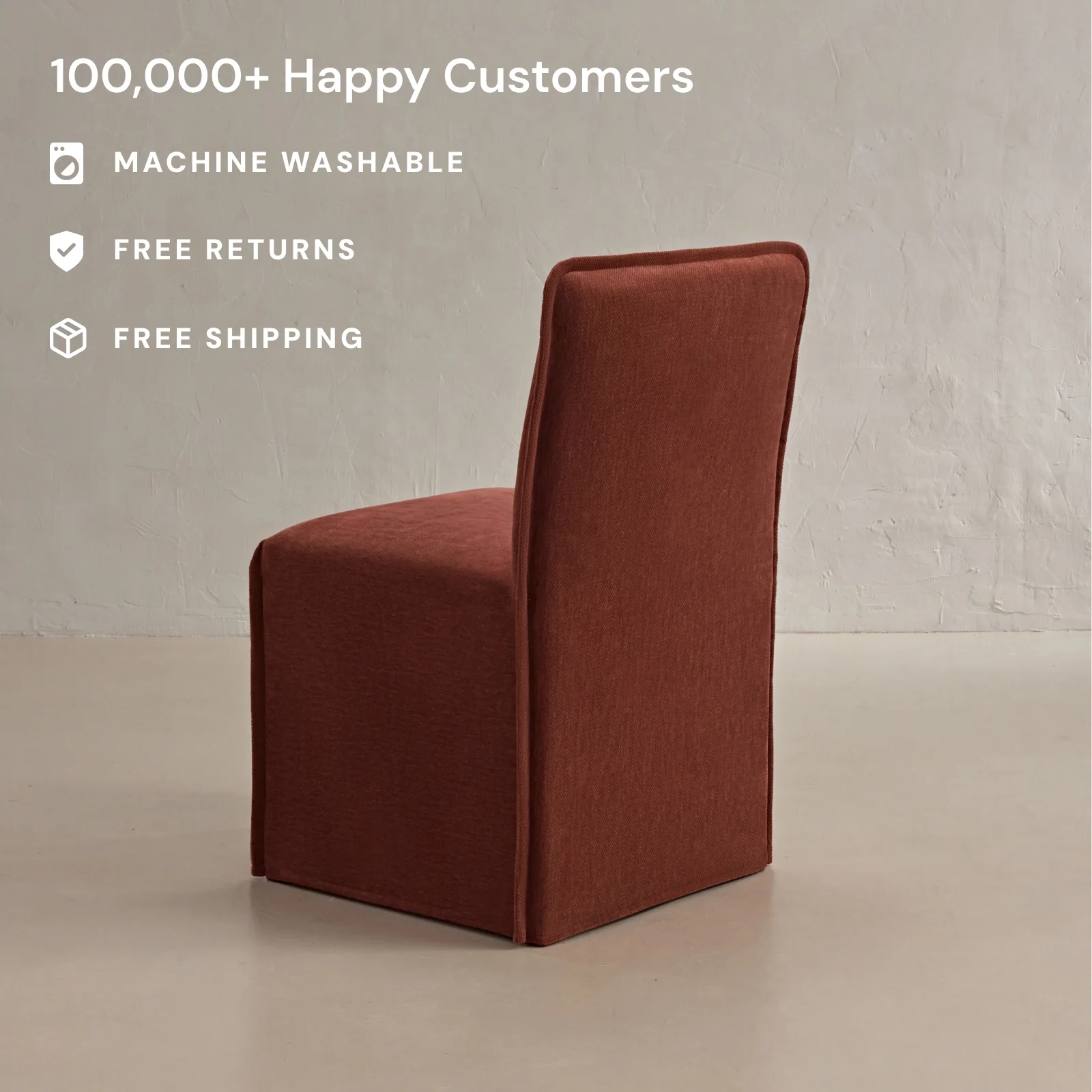 Slipcover Only - Washable Upholstered Dining Chair | 15" Back Height in Rust - Image 2