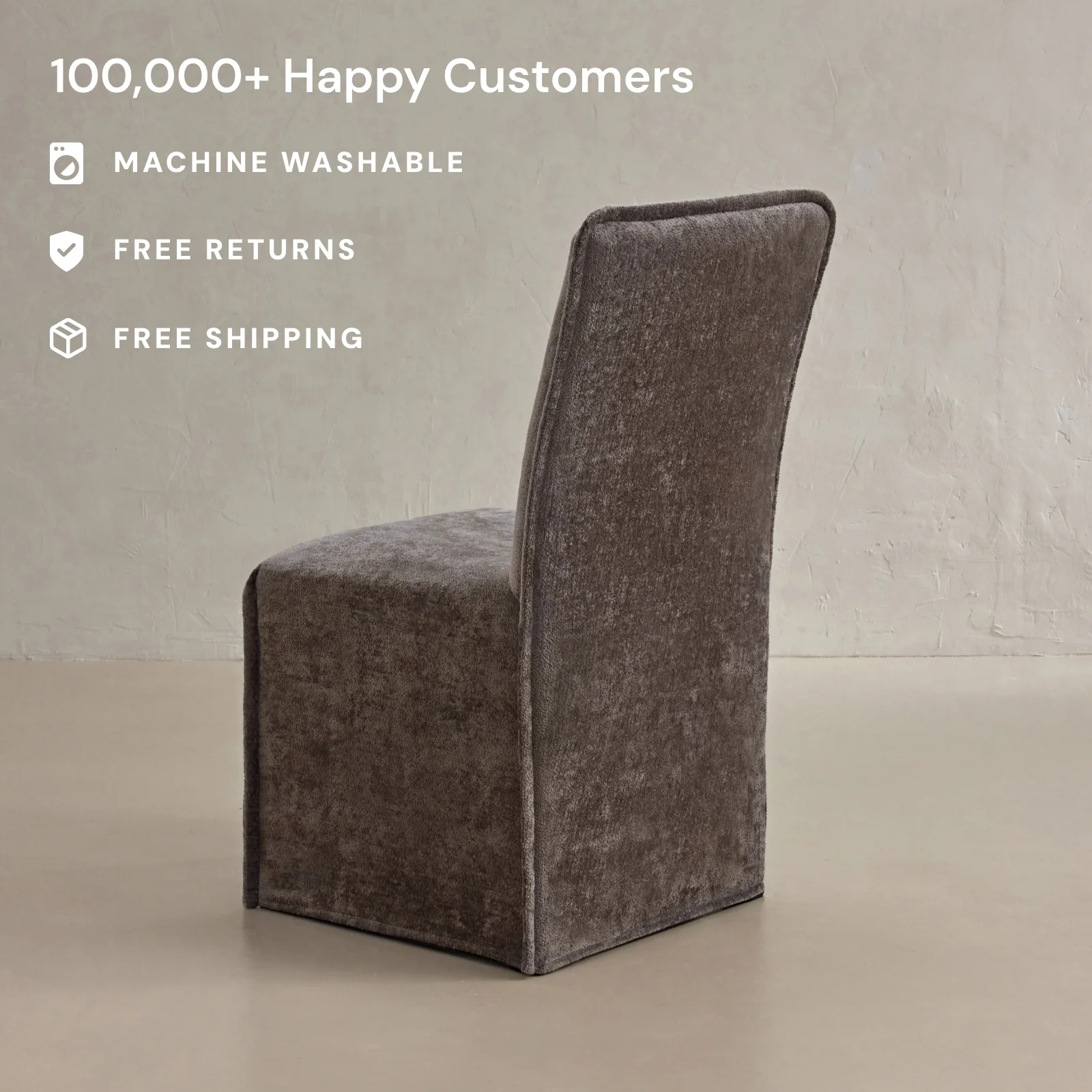 Slipcover Only - Washable Upholstered Dining Chair | 19” Back Height in Caviar - Image 2