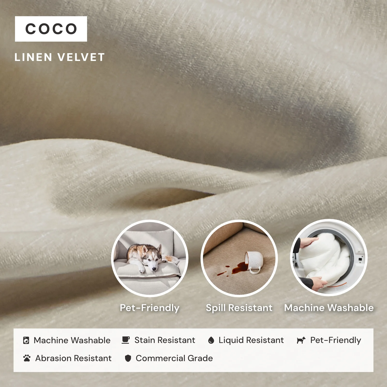 Square Performance Accent Pillow 16 x 16 in Coco - Image 3