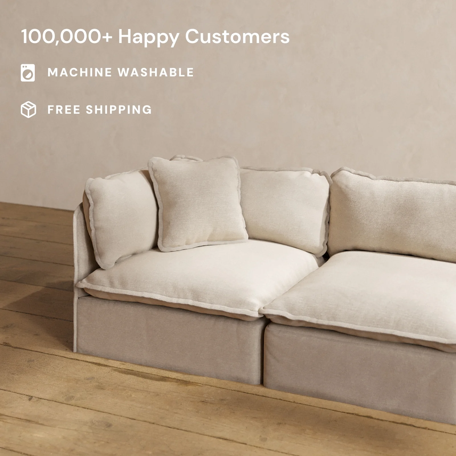 Square Performance Accent Pillow 18 x 18 | Blended Weave in Oat - Image 2