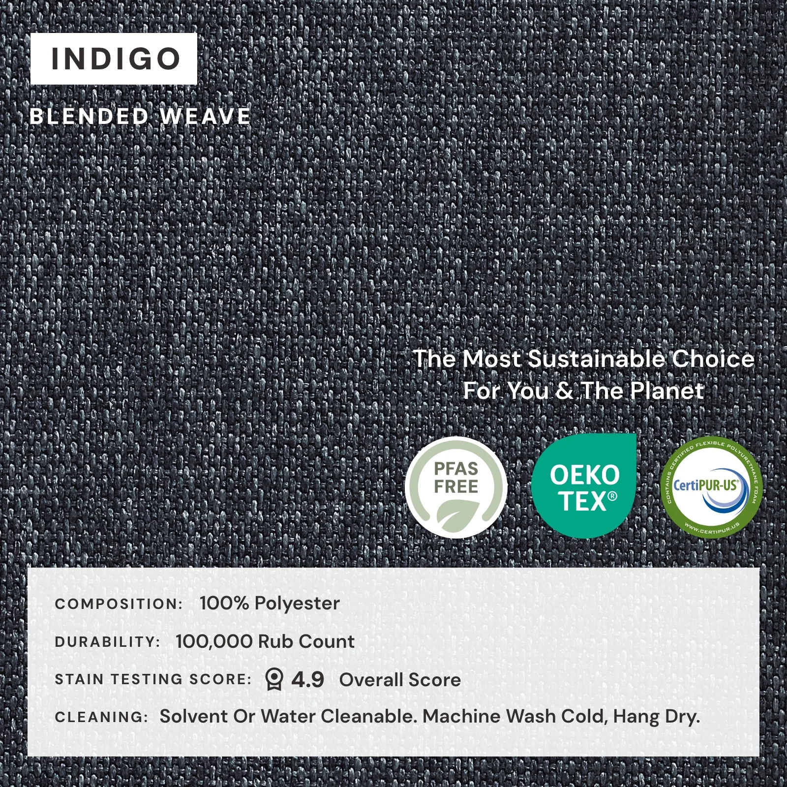 Square Performance Accent Pillow 22 x 22 | Blended Weave in Indigo - Image 4