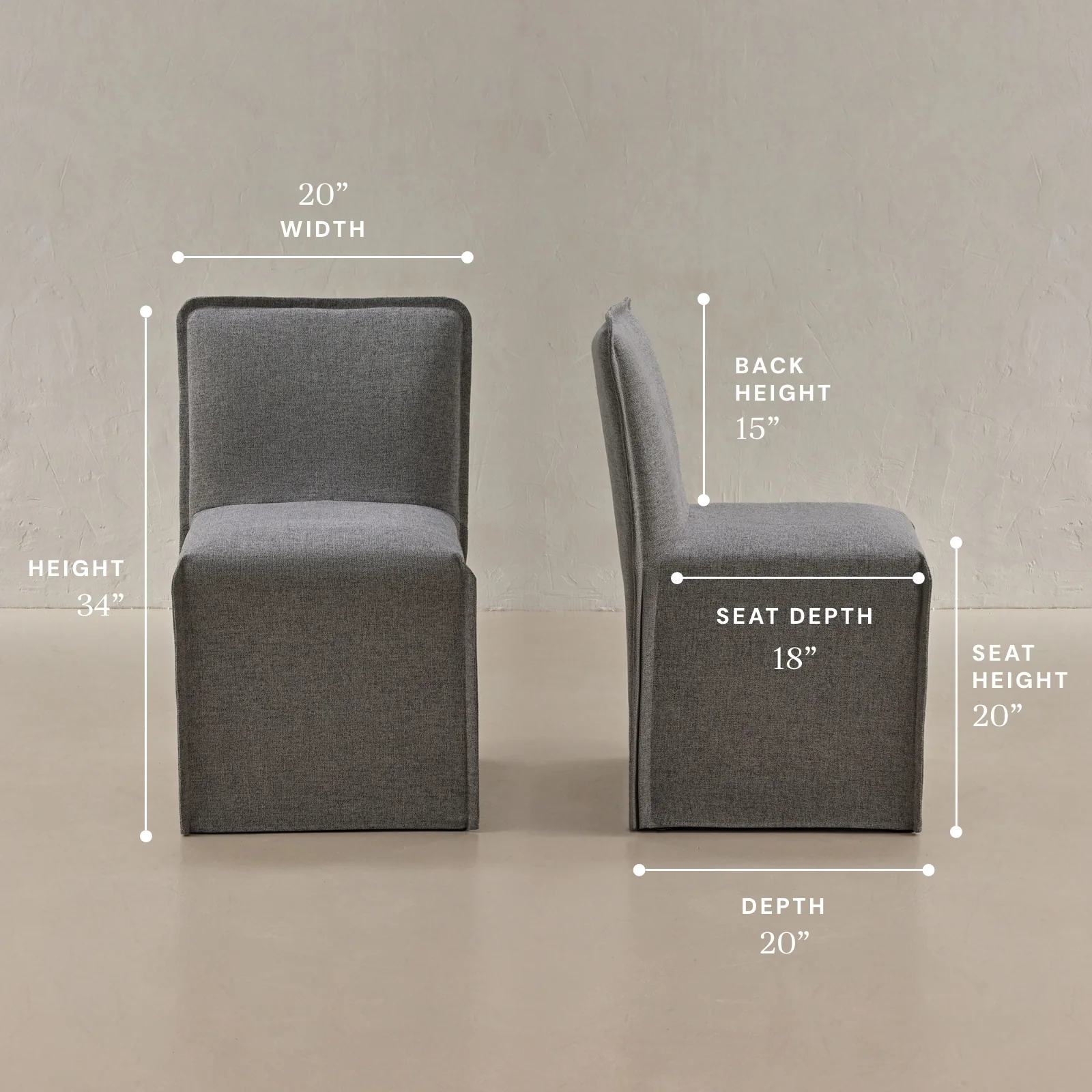 Washable Upholstered Dining Chair | 15” Back Height in Ash (Set of 2) - Image 5