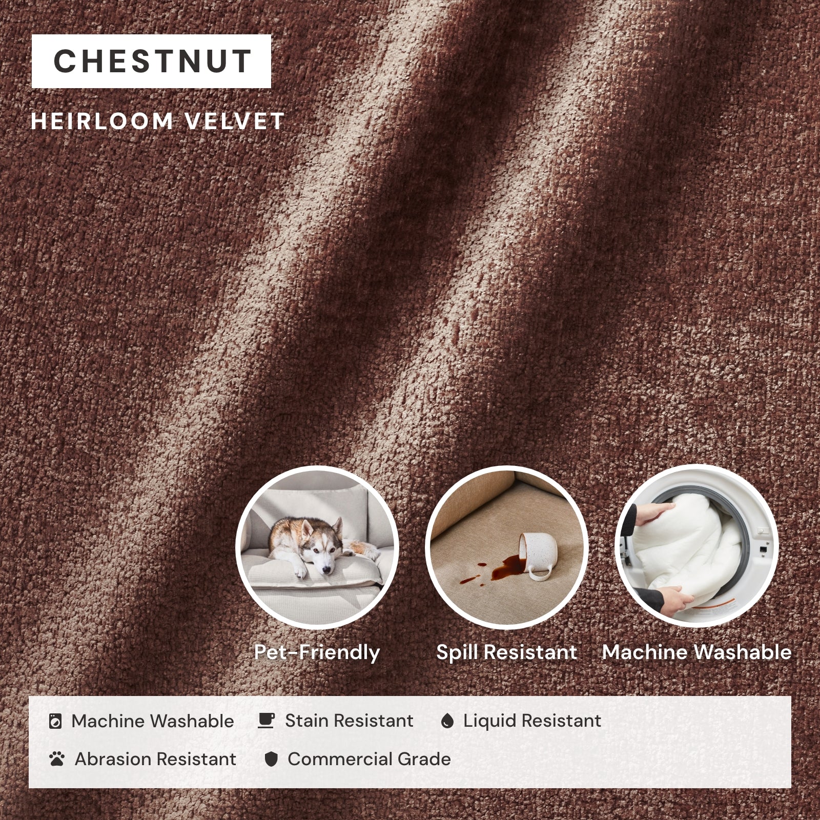 Washable Upholstered Dining Chair | 15” Back Height in Chestnut - Image 3