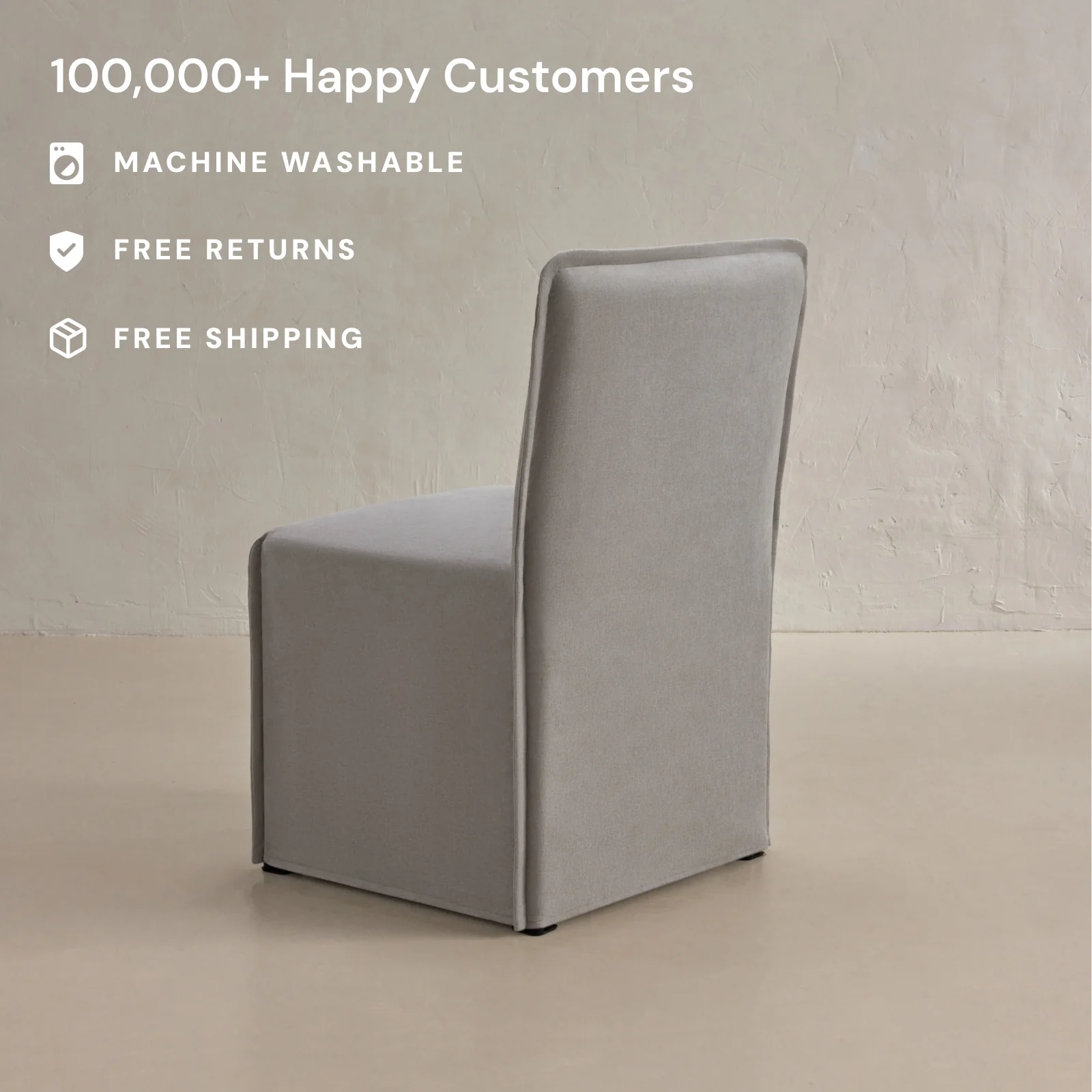Washable Upholstered Dining Chair | 15" Back Height in Pumice - Image 2