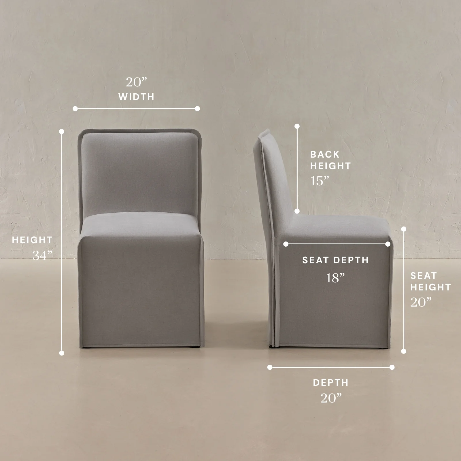 Washable Upholstered Dining Chair | 15" Back Height in Pumice - Image 5