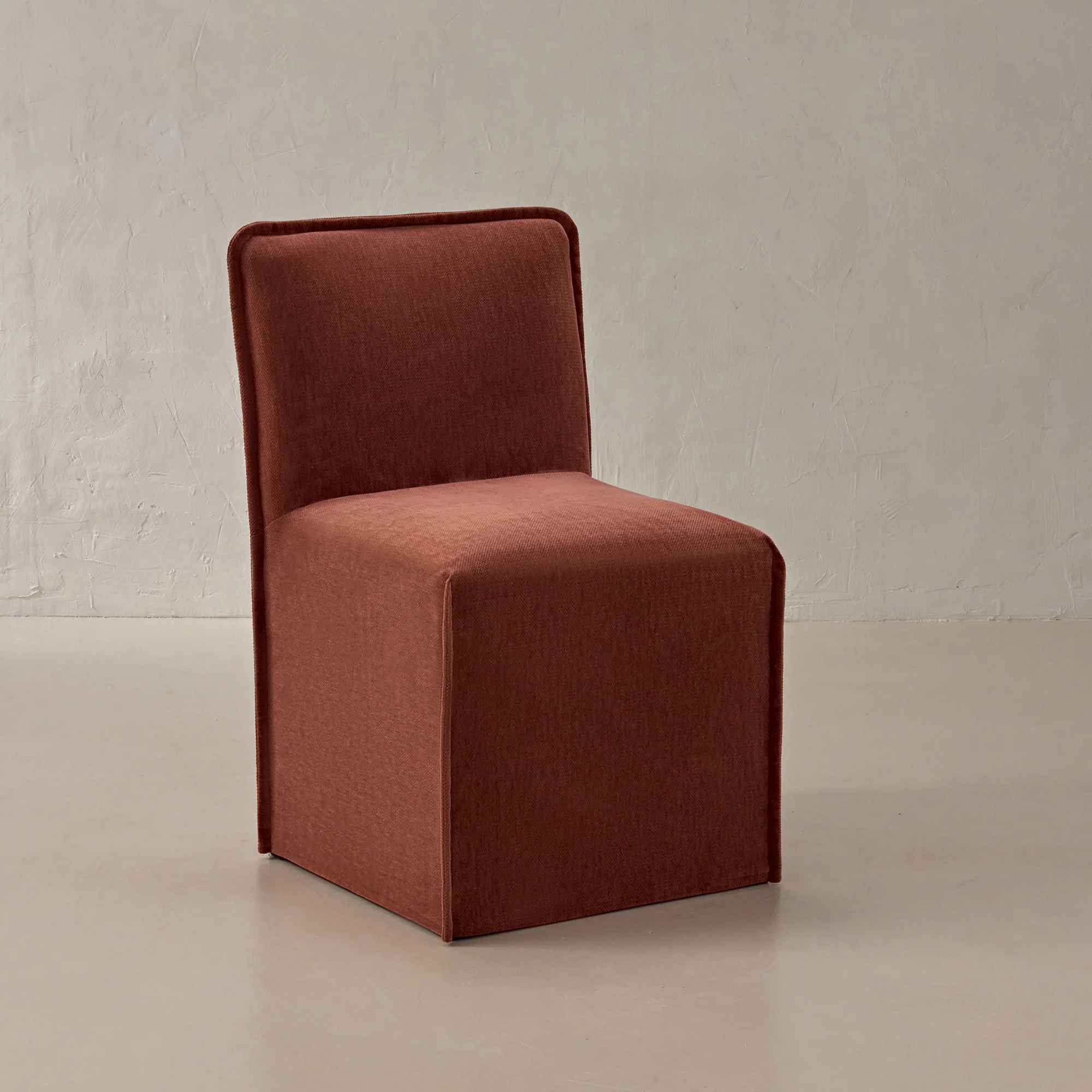 Washable Upholstered Dining Chair | 15" Back Height in Rust