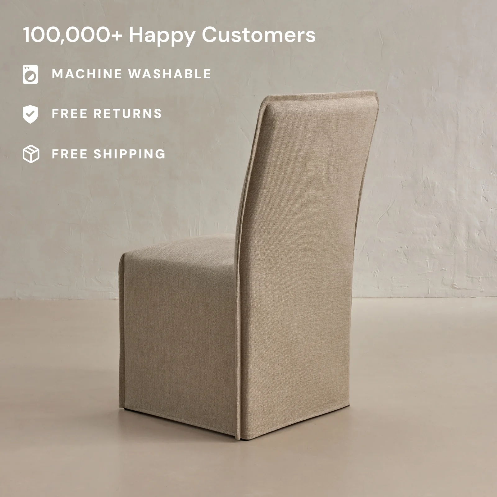 Washable Upholstered Dining Chair | 19” Back Height in Oat (Set of 2) - Image 2