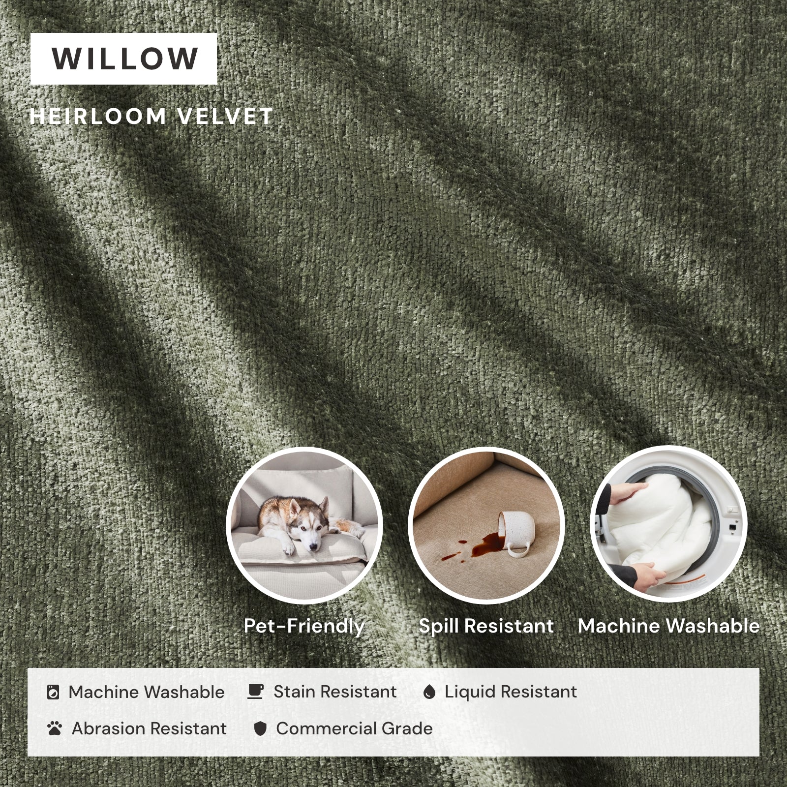 Washable Upholstered Dining Chair | 19” Back Height in Willow (Set of 2) - Image 3